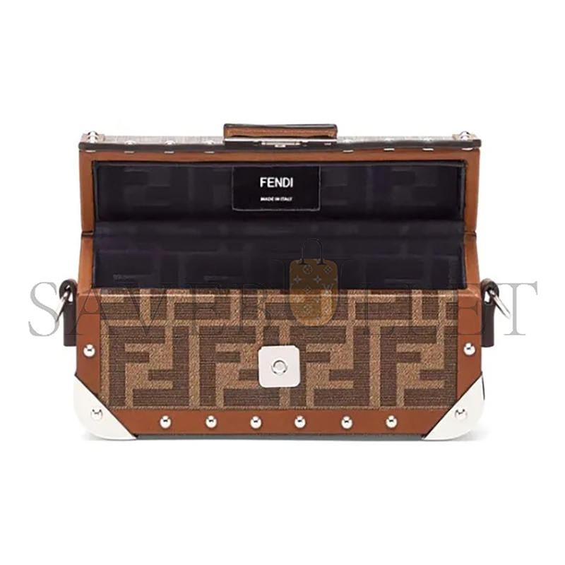 F**di baguette trunk bag zucca coated canvas mini brown 7va507a8v3f18at (19*11*4cm)